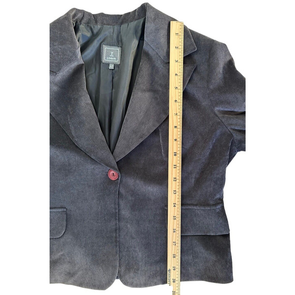 Y-LONDON Women's Jacket One Button Long Sleeve Cotton Size L Gray - Picture 8 of 8